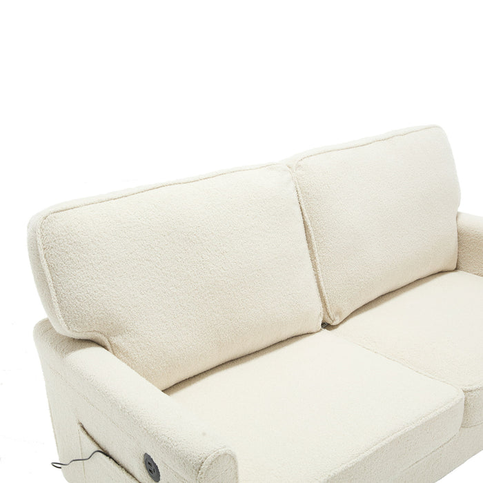 Mid Century Modern Loveseat Sofa With USB Ports, Removable Pillow Cover