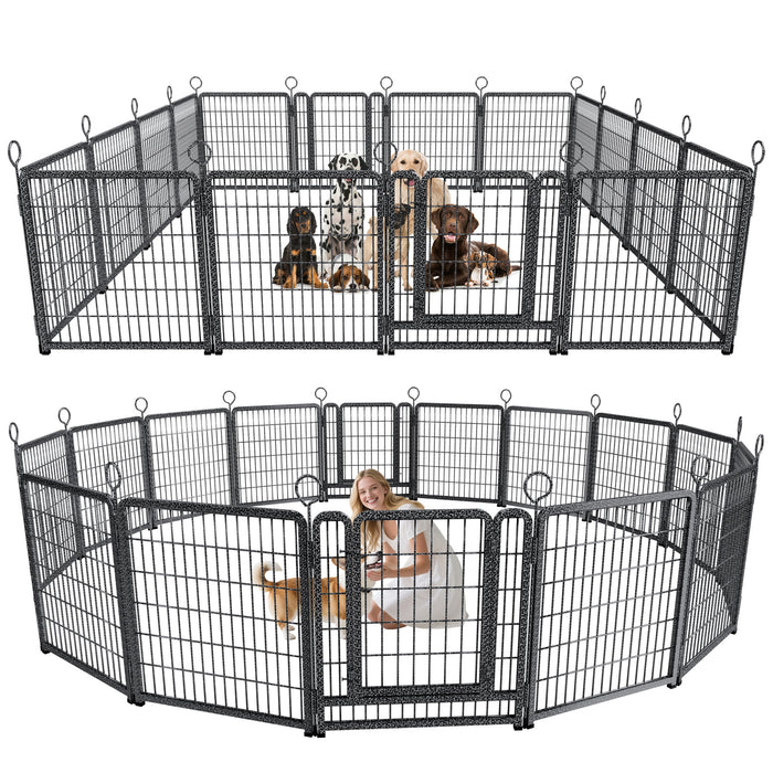 Heavy Duty Dog Playpen Outdoor 16 Piece Panels - Snow Leopard
