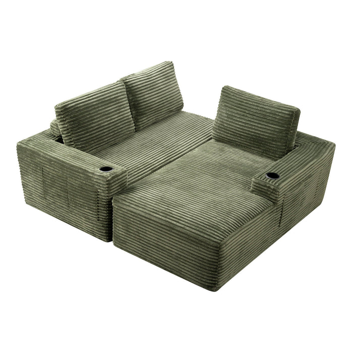 Cloud Sectional Couch, Modular Sectional Sofa With Deep Seat, Boneless Couches With L-Shape Chaise For Living Room - Green