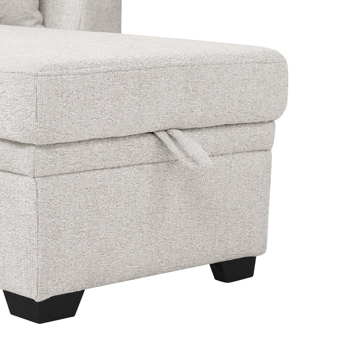Upholstered Sectional & Pull Out Bed And Chaise Storage - Beige