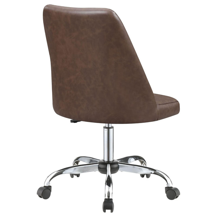 Adjustable Office Chair With Diamond Tufted Backrest Base - Brown