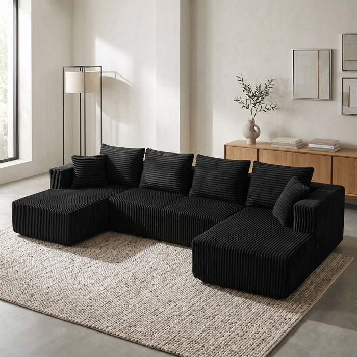 U-Shaped Modular Sectional Sofa With Double Chaise, Oversized Deep Seat For Living Room