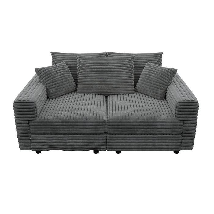 Deep Seat Convertible Sofa With Soft Pillows And Ottomans