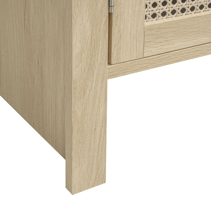 Tall Arched Kitchen Pantry, Arched Storage Display Cabinet With 2 Drawers & Adjustable Shelves, Rattan Door Versatile Storage Cabinet For Kitchen, Dining Room - Natural