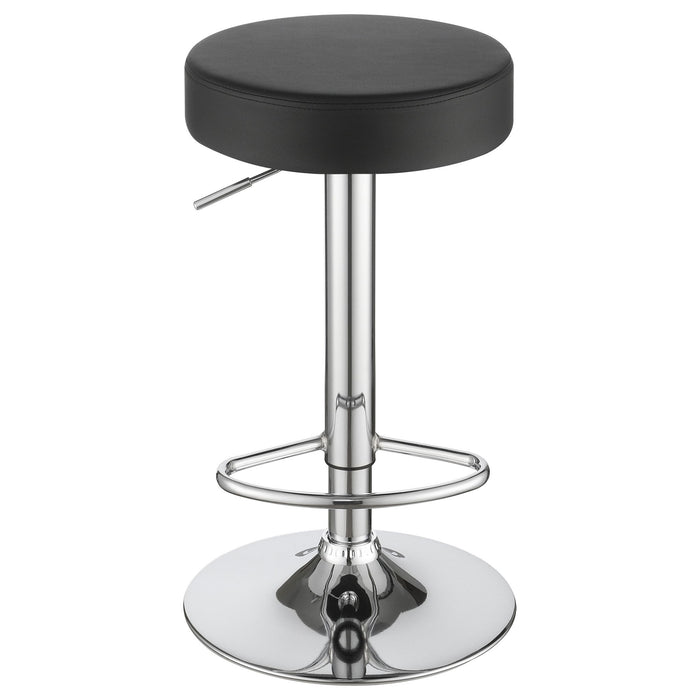 Adjustable Hydraulic Bar Stool With Base And Padded Seat - Black / Silver