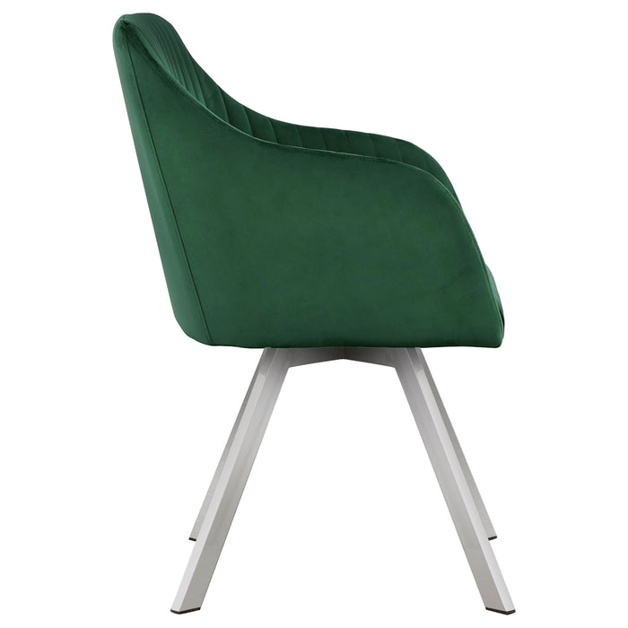 Tufted Swivel Dining Chair With Slim Sloped Arms - Green