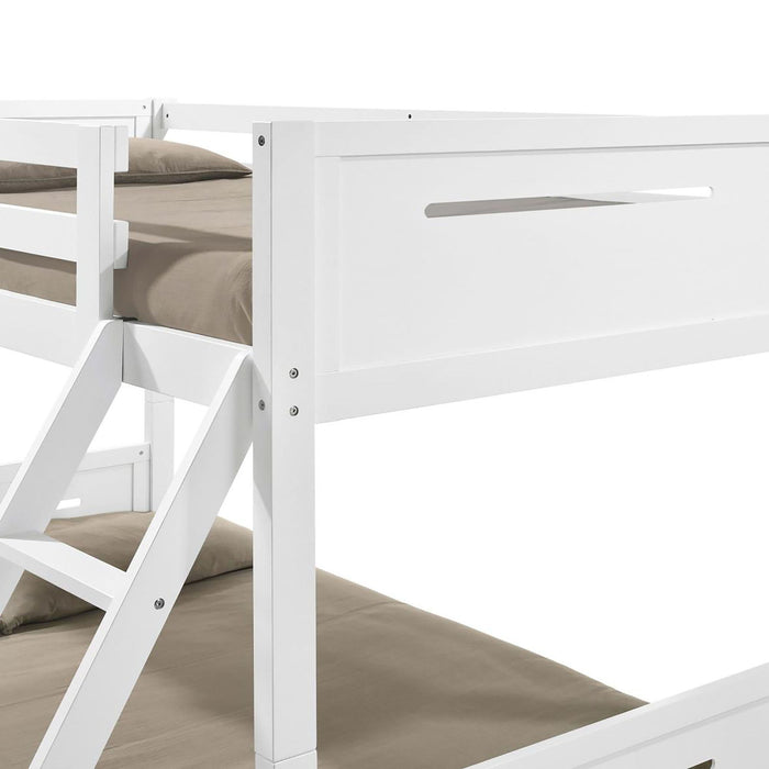 Bunk Bed With Built In Ladder, Safety Guardrails And Angled Access Step