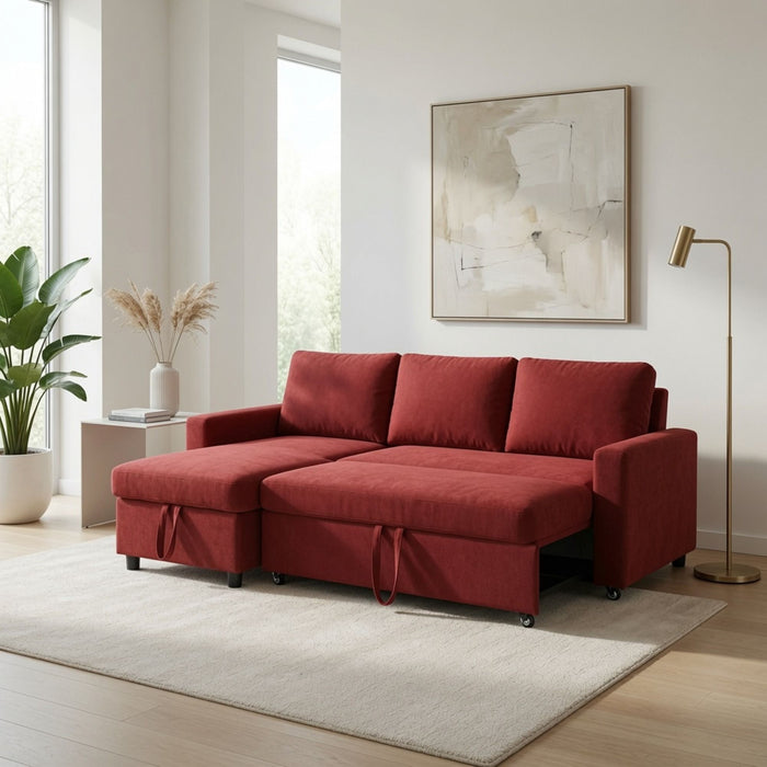 L - Shaped Convertible Sofa Bed With Storage Chaise
