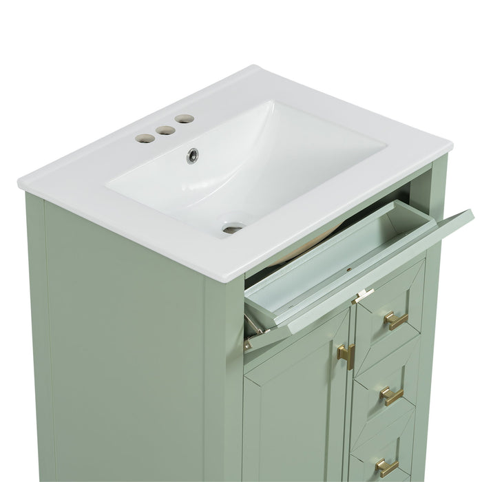 Bathroom Vanity With Sink, 3 Drawers & Cabinet With 2 Tier Door Storage Rack, Soft Close Doors & Drawers