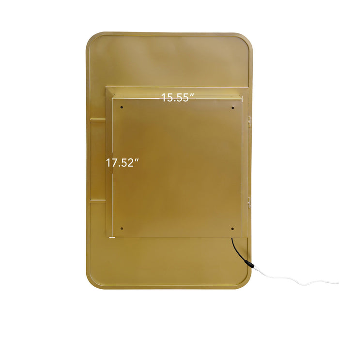 Rectangle Medicine Cabinet Mirror Bathroom Mirror With Storage Wall Mounted Medicine Mirror Cabinet With LED - Gold