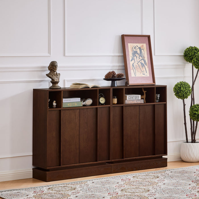 Fluted Sideboard Buffet Cabinet With 2 Doors And Adjustable Shelf, Storage Cabinet For Entryway