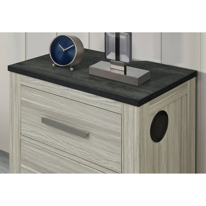 Augusta - Nightstand With Top, 2 Drawers, Block Feet - Beige Brown