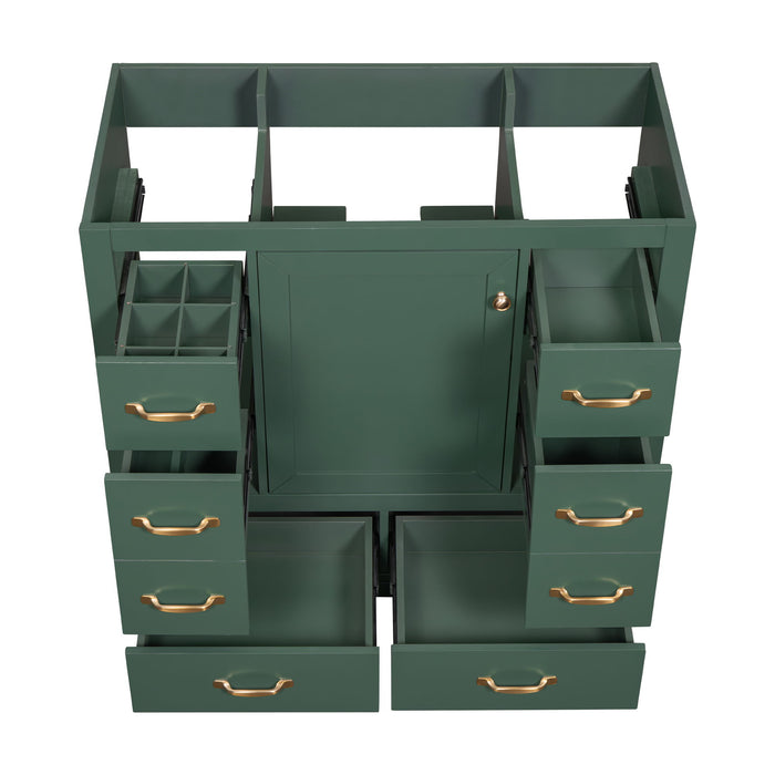 Modern Bathroom Vanity Base Only, 6 Drawer Storage With Adjustable Shelf