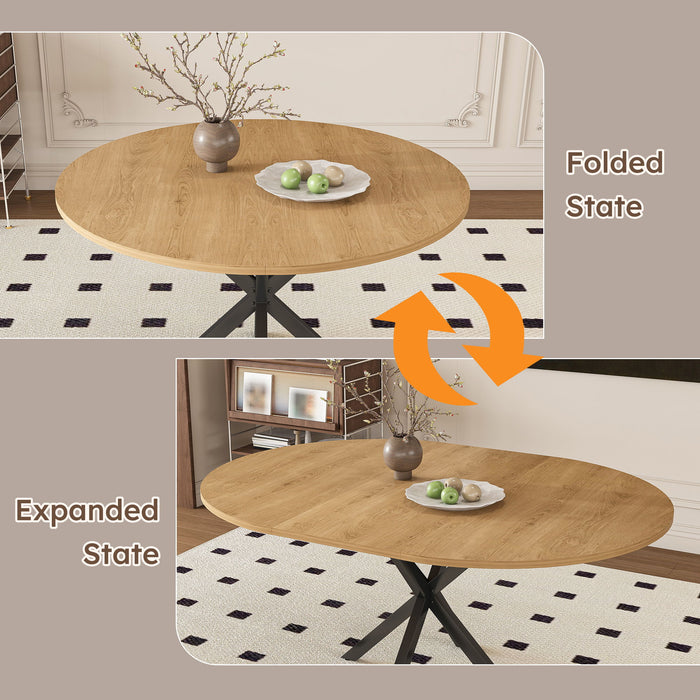 Modern Extendable Round Dining Table Set, Table With Chairs