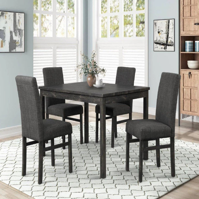 5 Piece Transitional Dining Set With Table And Upholstered Chairs