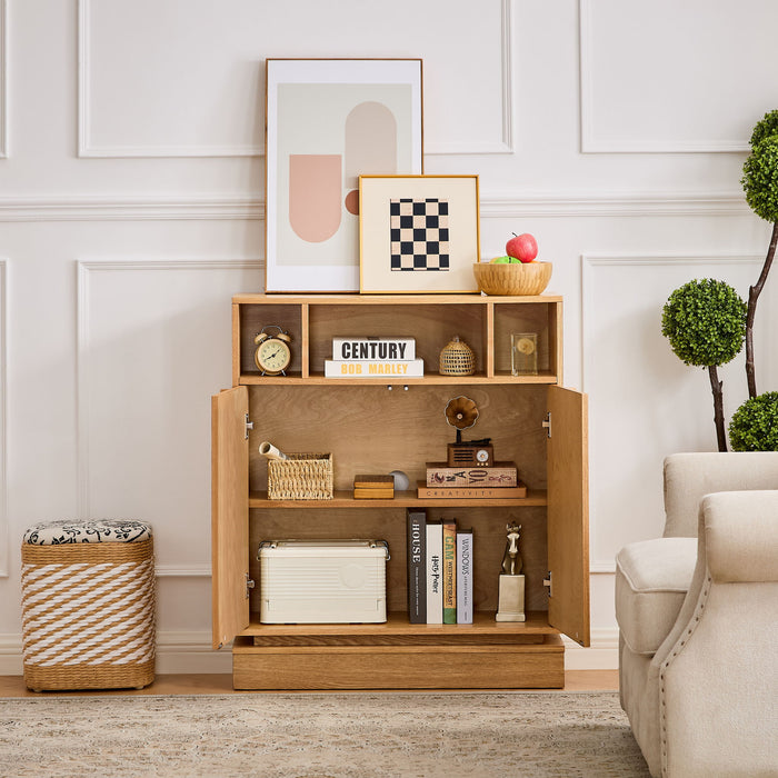 Fluted Sideboard Buffet Cabinet With 2 Doors And Adjustable Shelf, Storage Cabinet For Entryway