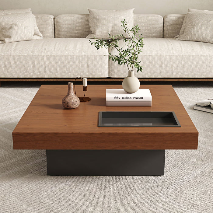 Square Floating Coffee Table For Living Room - Dark Walnut