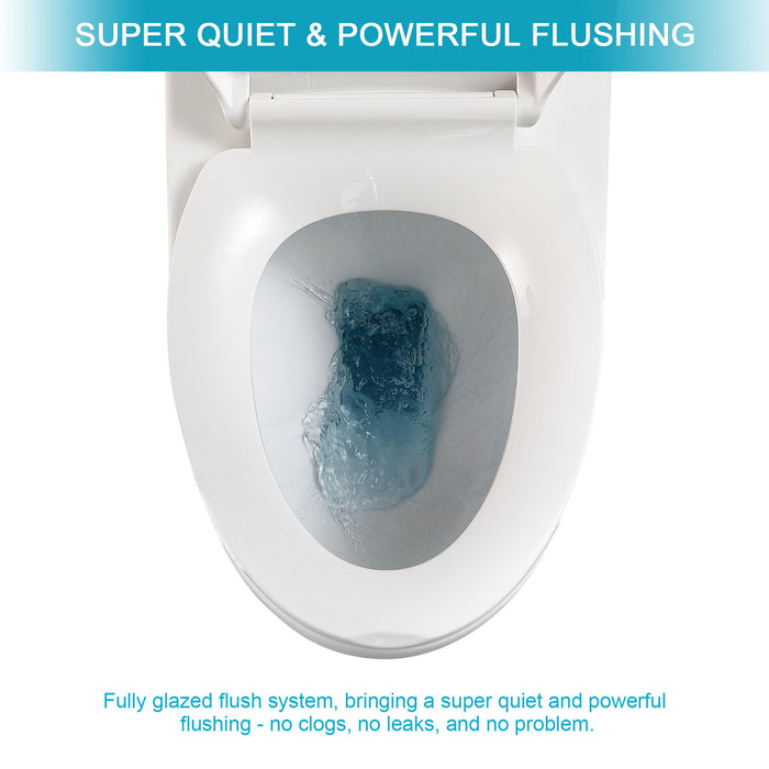 Sleek 1 Piece Toilet With Single Flush And Soft Closing Seat - White