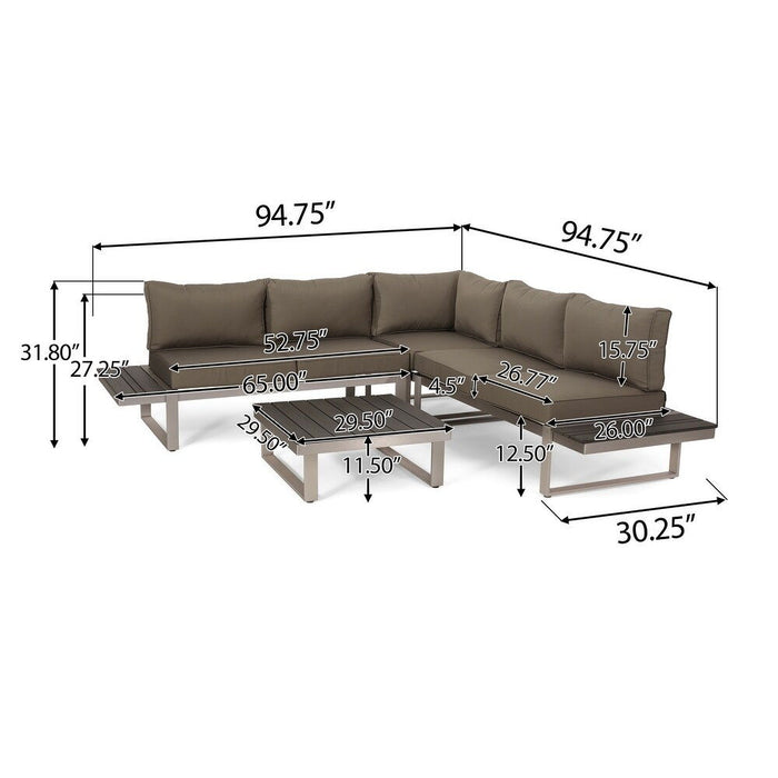 Sterling - Outdoor V Shaped 5 Seater Sofa Set With Cushions