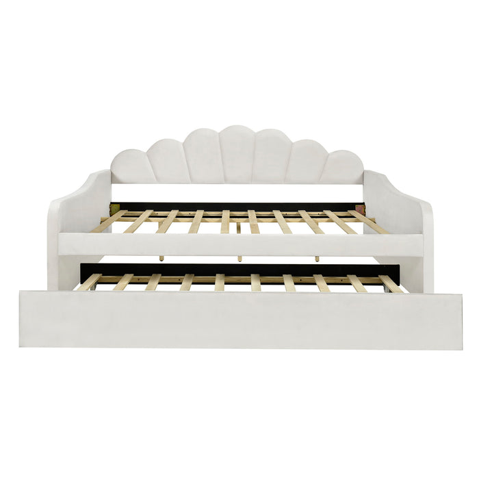 Upholstery Daybed Frame With Shell Shaped Backrest