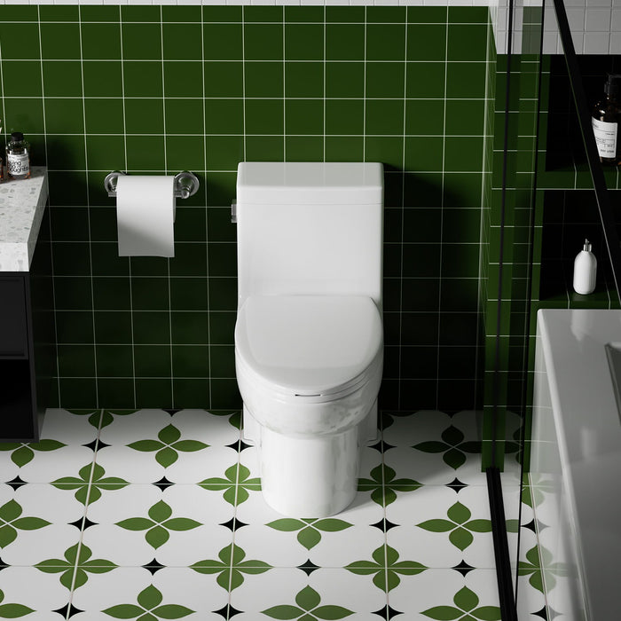 Gloss Tornado Flush 1 Piece Elongated Toilet With Siphonic Side Press, ADA Comfort Chair Height - Gloss White