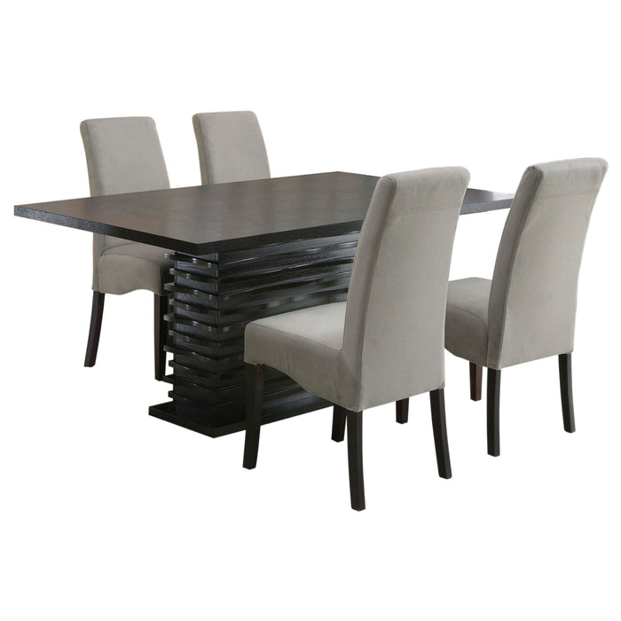 Shandra - 5 Piece Dining Set Tabletop And Upholstered Side Chairs - Gray