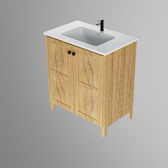 Folding Floor Cabinet With Ceramic Sink, Space Saving