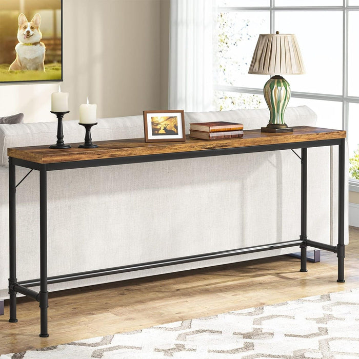 Tribesigns - Extra Long Console Table - Brown / Black