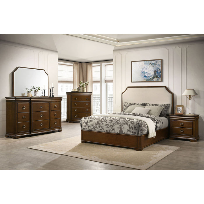 Leonide - 9 Drawer Dresser With Mirror - Cherry