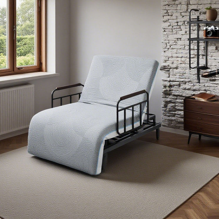 Electric Lift Bed For Seniors With Remote Control, Memory Foam Mattress, Safety Rails & Detachable Tray - Black / Gray