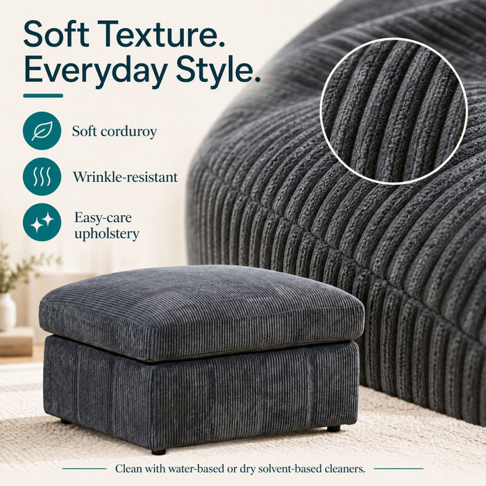 Oversized Ottoman Footrest Extra Seat Living Room - Dark Gray