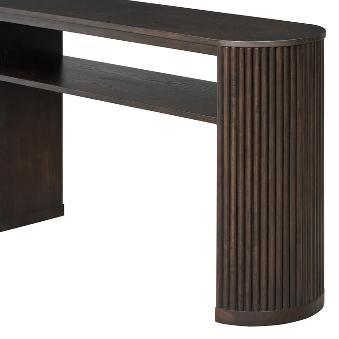 Console Table With Fluted Legs, Open Shelf