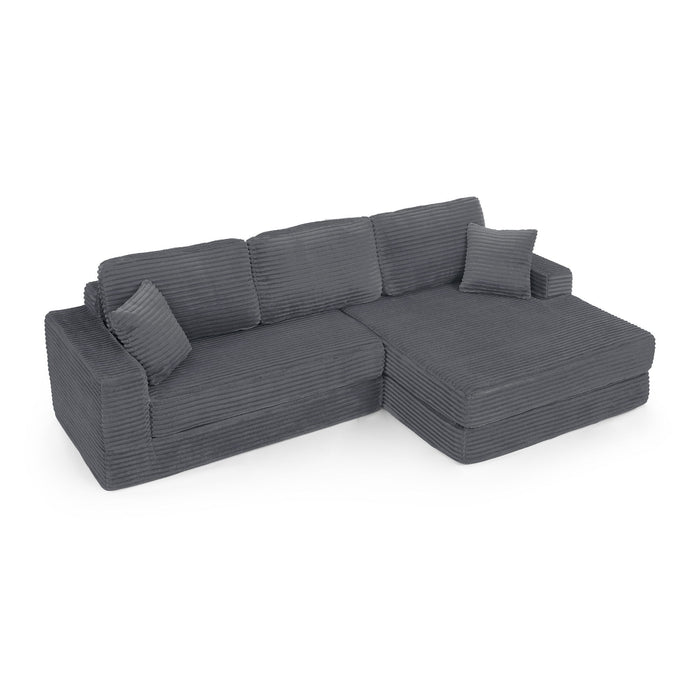 Modern Minimalist L Shape Modular Sectional Sofa, Corduroy Couch