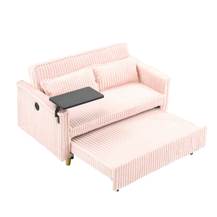Pull Out Sofa With Movable Tabletop And USB Ports