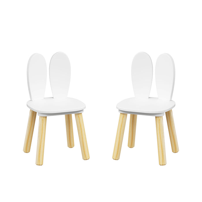 Rabbit Themed Table And 2 Chairs Set - White