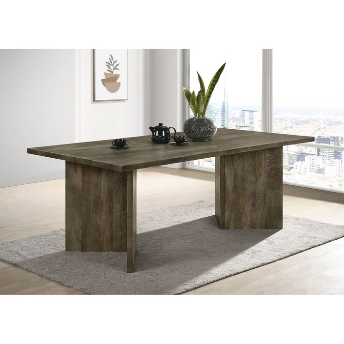 Roman - Rectangular Double V Leg Dining Table - Brown