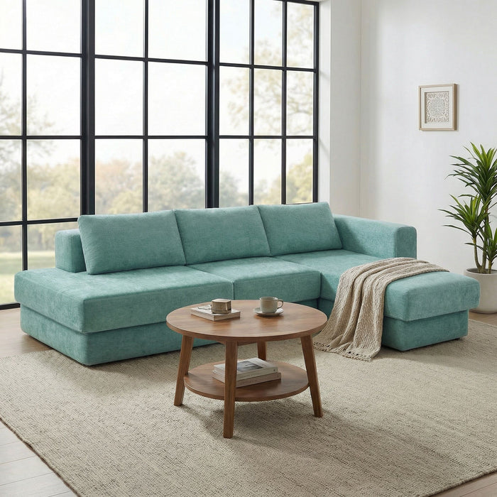 L-Shaped Modular Sofa With Double Layer Cushion