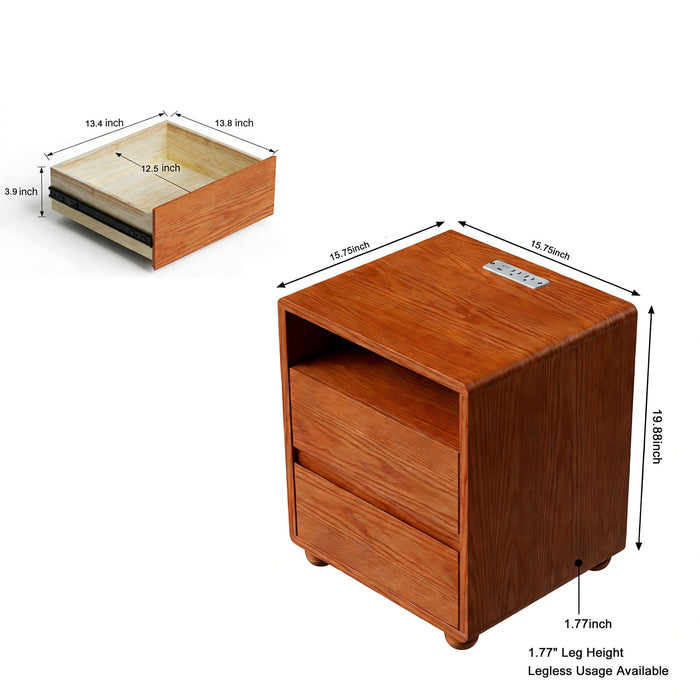 Nightstand With 2 Drawers And Shelves