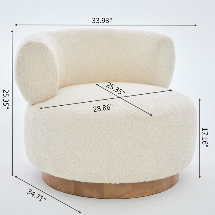 Swivel Accent Chair With Curved Backrest For Home Decor - Beige