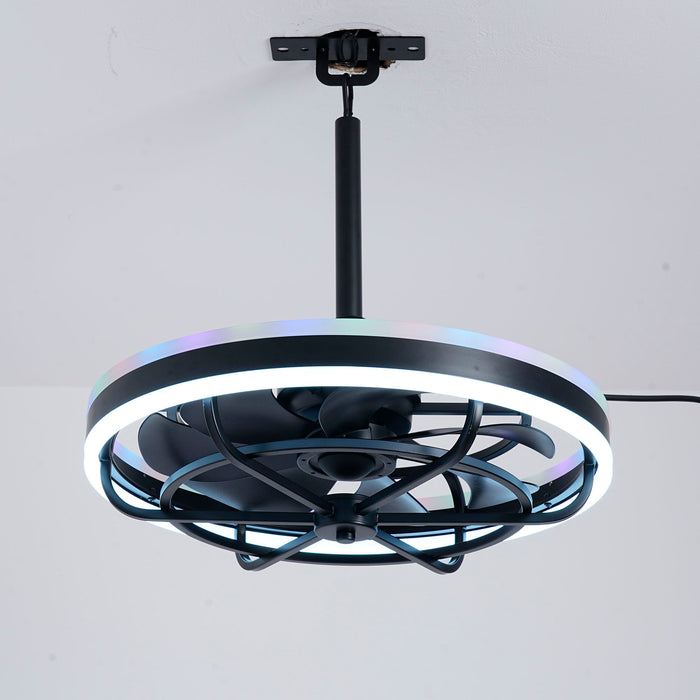 Ceiling Fan Light LED Light Source And Remote Control, 3000 - 6500K Dimmable LED Fan Light, 6 Speeds, For Living Room - Matte Black