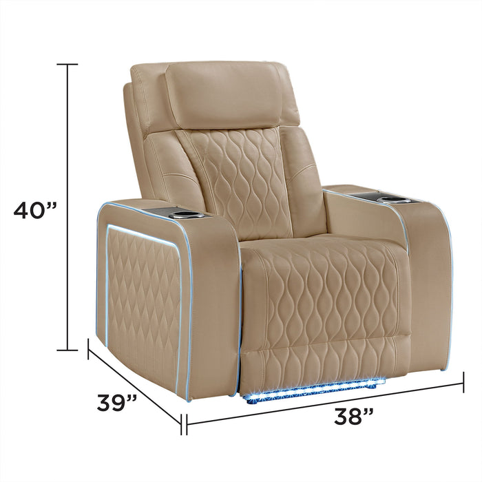 Electra - 3 Piece Power Reclining Sofa, Loveseat And Recliner Set With Power Headrests, Massage And LED Lighting