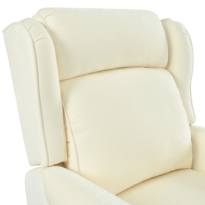 Push Back Recliner Chair Upholstered Recliner Armchair With Classic Wing Back And Solid Gourd-Shaped Legs