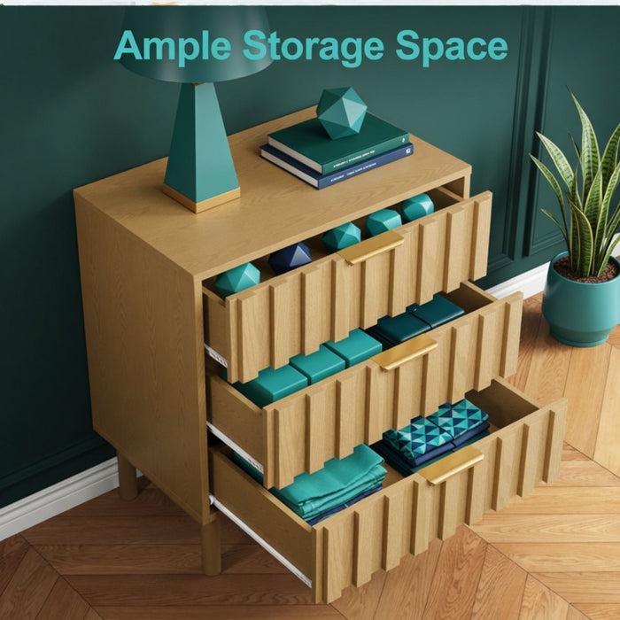 Fluted 3 Drawer Dresser