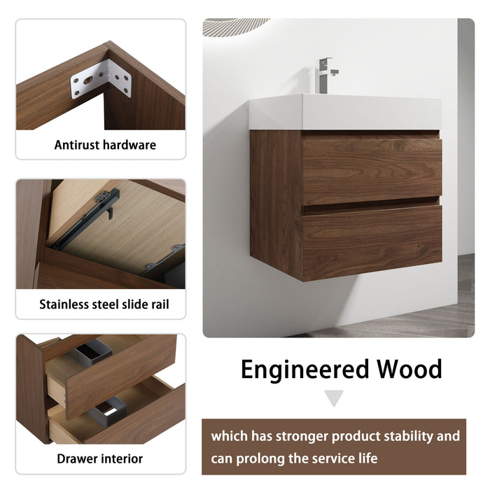Wall Mounted Bathroom Vanity And Sink, 2 Soft Close Drawers