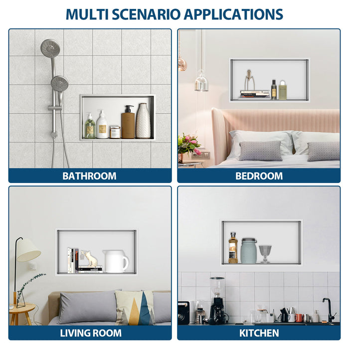 Stainless Steel Shower Niche With Seamless Design For Bathroom Storage