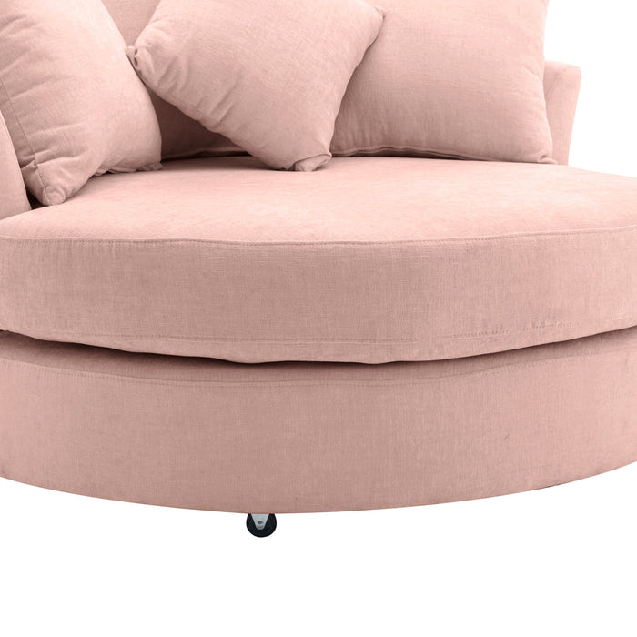 360° Swivel Accent Barrel Chair With Storage Ottoman & 4 Pillows, Modern Leisure Chair Round Accent For Living Room