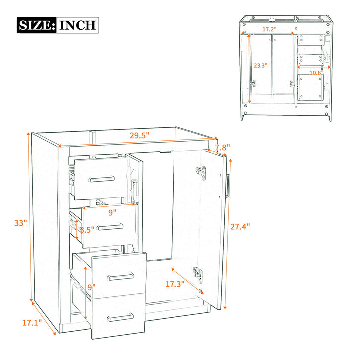 Retro Style Bathroom Vanity With 3 Drawers & Soft-Closing Doors