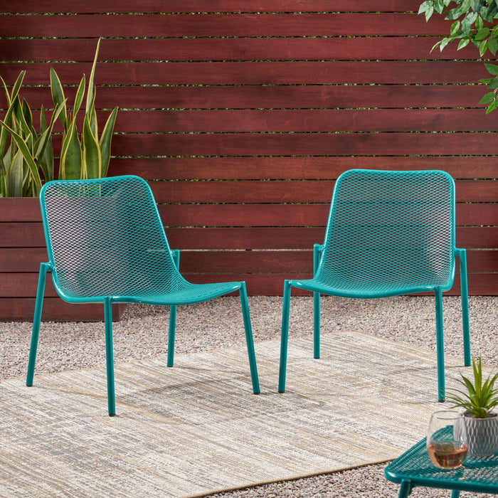 Outdoor Iron Chair With Mesh Design