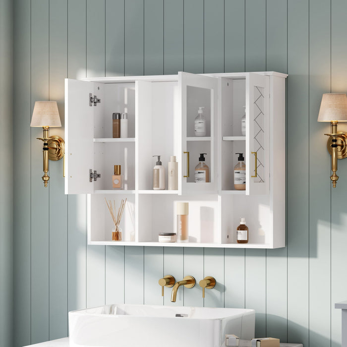 Modern Wall Mounted Medicine Cabinet With Adjustable Shelves, Soft Close Doors, High Define Mirror