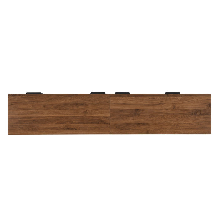 TV Stand With 2 Drawers, Doors & Cable Management, Soft Closing Hinges - Walnut